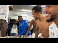 La fête dans le vestiaire après la victoire contre Reims (2-1)
