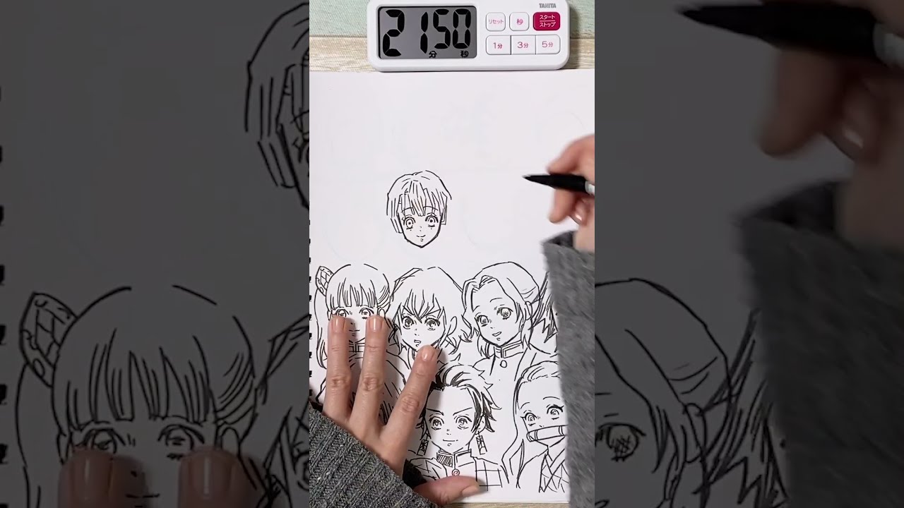 45分で鬼殺隊15人描ける 鬼滅の刃 Shorts Youtube