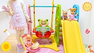 赤ちゃん人形 ほいくえん 先生ごっこ 遊具遊び お世話 / Baby Doll Nursery Swing and Slide Playground Playset