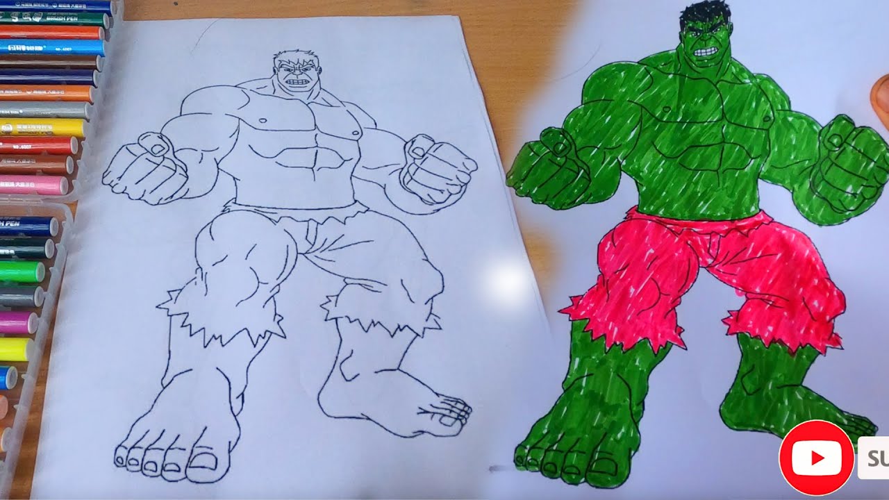 Tranh tô màu Hulk mạnh mẽ đẹp nhất cho bé tập tô