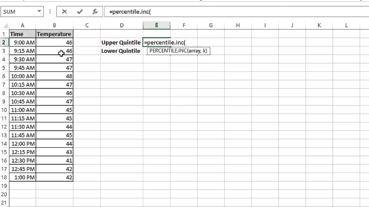 How To Find Upper \U0026 Lower Quintiles In Excel : Ms Excel Tips