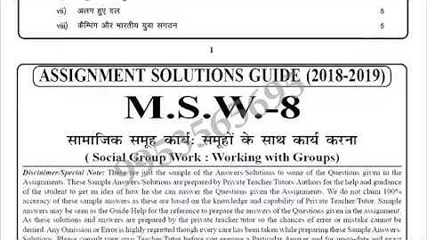 IGNOU MSW-8 solved assignment 2018-19