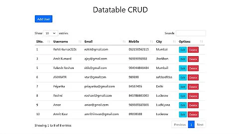 Datatable server side processing CRUD Operations , Bootstrap 5 , PHP MYSQL AJAX