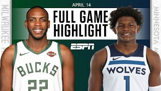 Milwaukee Bucks at Minnesota Timberwolves | Full Game Highlights