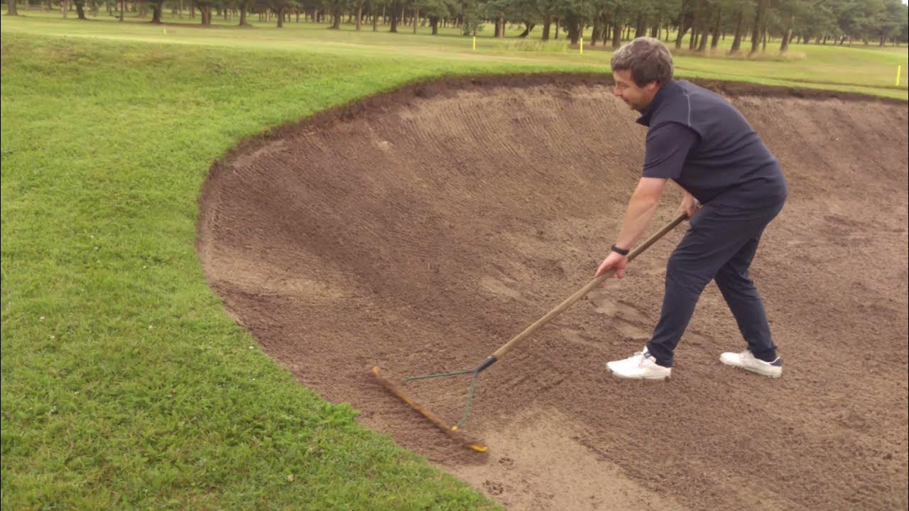 Bunker Raking...Head Professional demonstrates how to rake bunkers