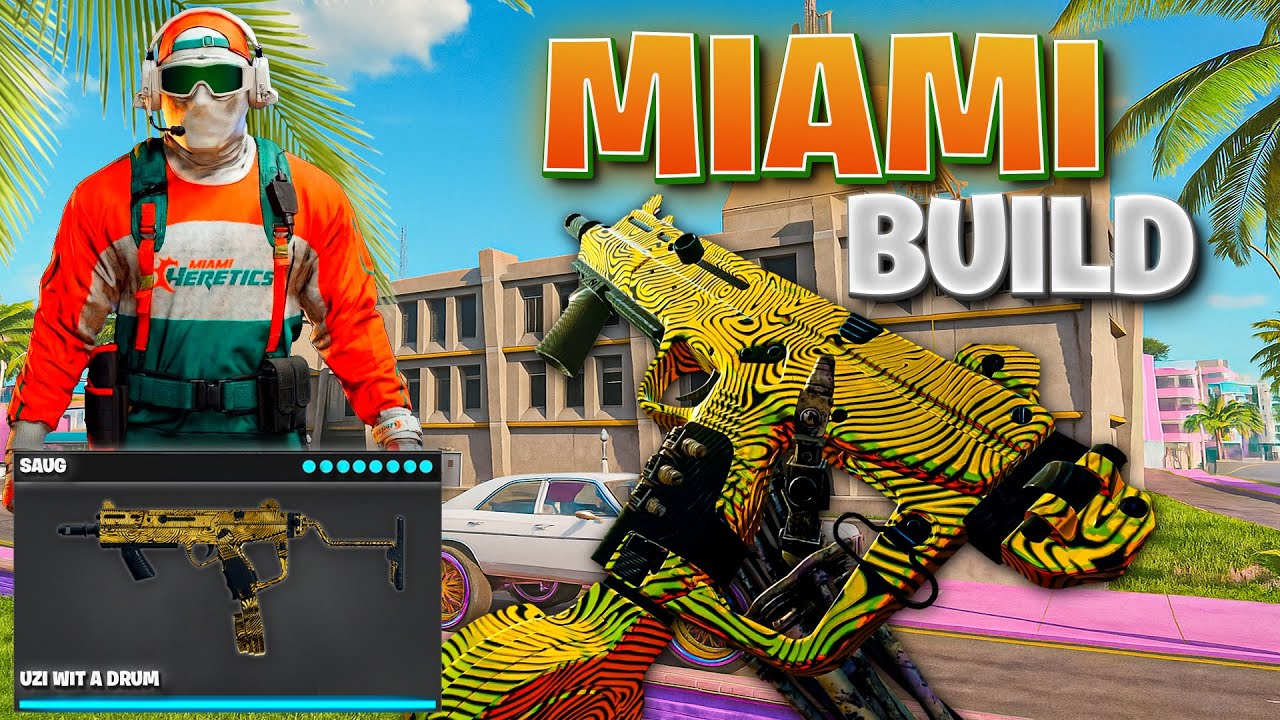 🌴WARZONE MIAMI BUILD! 🌇 Uzi With A Drum Loadout! ( SAUG SMG Build )
