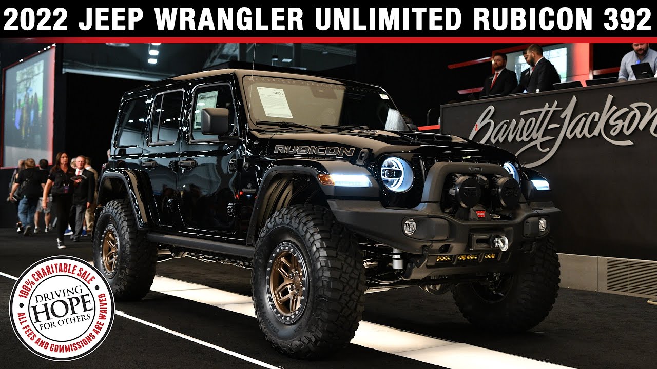 CHARITY SALE // 2022 Jeep Wrangler Unlimited Rubicon 392 // BARRETT-JACKSON  2022 LAS VEGAS - YouTube