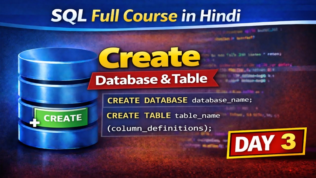 Database & Table Create Kaise Kare? 🔥 SQL Course Day 3 | MySQL Tutorial ...