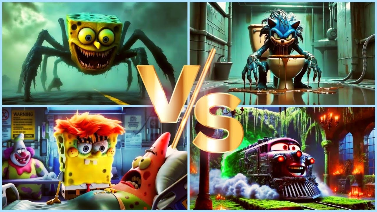 PATRICK 🆚 SONIC 🆚 SPONGE BOB 🆚 LIGHTNING MCQUEEN TRAIN MONSTER TILES HOP.