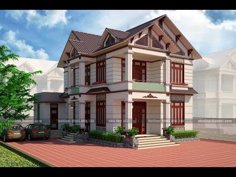 Mẫu nhà 2 tầng mái thái 4 phòng ngủ