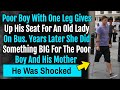 Poor boy with one leg gives up his seat for an old lady on bus what she did later was shocking