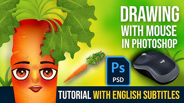 How To Draw Using Mouse in Photoshop Tutorial without Graphic Tablet | How to Draw Carrot Cartoon 🥕