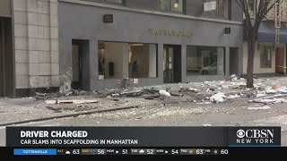 Car Slams Into Scaffolding In Manhattan