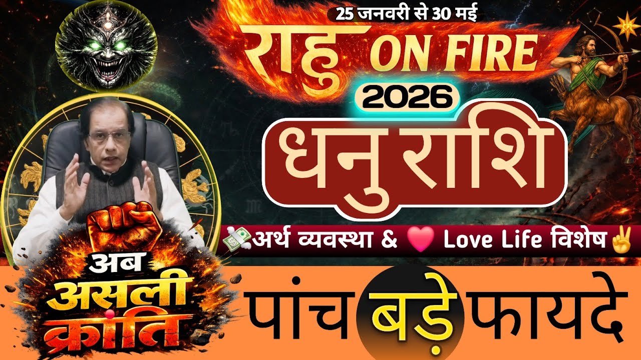 धनु राशि 2026 | राहु On Fire | पांच बड़े फायदे | अर्थ व्यवस्था | Love Life विशेष | Dhanu Rashi 2026।