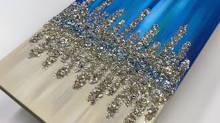 31. BEACHY BLING | Acrylic painting with glitter and crushed glass tutorial | DIY Wall Art