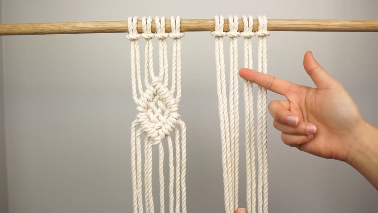 Macrame How to Plain Weave in a Clove Hitch Diamond YouTube