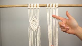 Macrame - How to: Plain Weave in a Clove Hitch Diamond