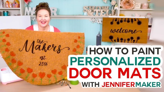 DIY personalized doormat using Cricut stencil vinyl 