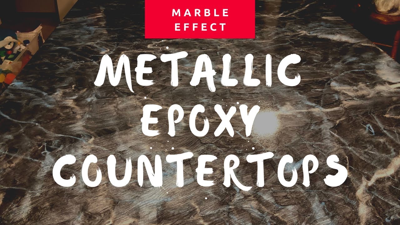 METALLIC EPOXY COUNTERTOPS WITH BACKSPLASH  - MARBLE EFFECT