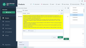 Generate Shopify product descriptions with Chat GPT and Store Manager for Shopify app by eMagicOne