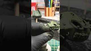 Heller Sherman Turret color modulation using Tamiya acrylics and Mr. Color Leveling thinner.