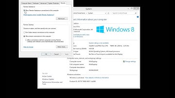 Windows 8 - Remote Desktop and Remote Assistance Settings - Remote Access Setup