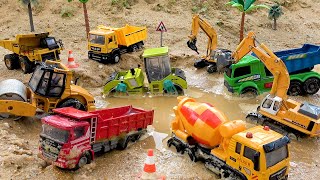 Rescue Excavator Trucks And Cement Trucks Police Car Crane Truck Toy Stories Bibo Toys