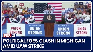 Political foes clash in Michigan amid UAW strike