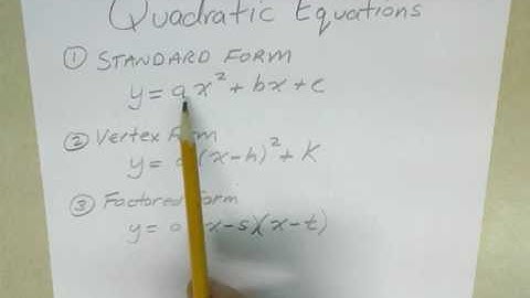 Video 148 Three forms of a quadratic equation