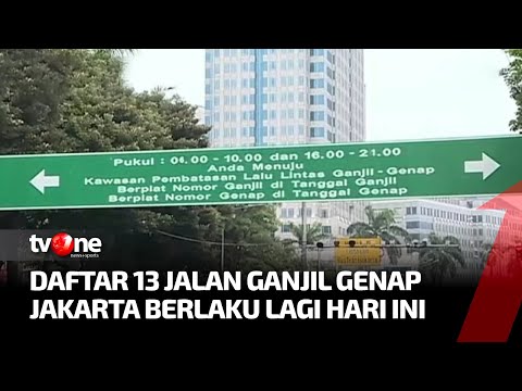 Ganjil-Genap Kembali Berlaku lagi di 13 Ruas Jalan di Jakarta | Kabar Petang tvOne