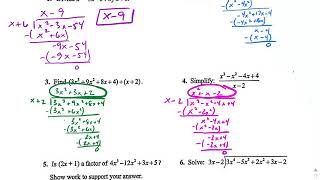 A2 Unit 10 Page 17 Polynomial Long Division Examples