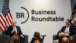 At Business Roundtable, Donald Trump makes opening remarks to CEOs as stock market drops continue