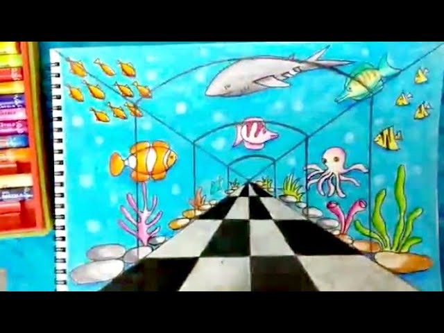 How to draw underwater scene / How to draw fish aquarium - YouTube