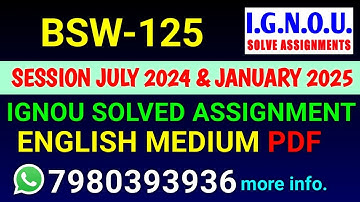 BSW 125 Solved Assignment 2024-25 English, BSW 125 Solved Assignment 24-25, BSW-125 Assignment