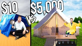 $10 vs $5,000 Homemade Shelters! *OVERNIGHT SURVIVAL*