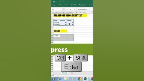 TRANSPOSE USING SHORTCUTS IN EXCEL