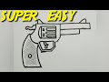 how to draw a gun or pistol | simple | easy | step by step