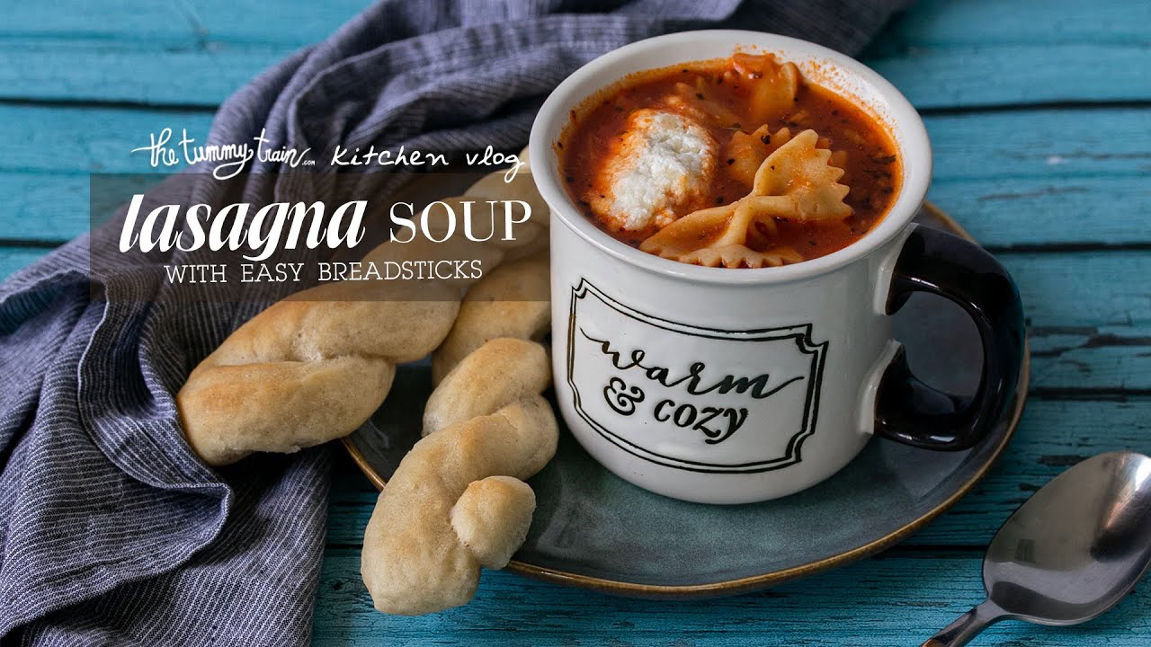 Soup and breadsticks