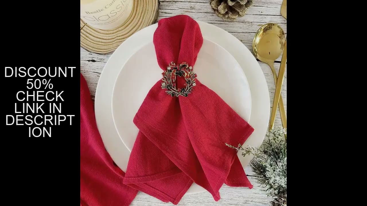 4PCS Christmas Red Cloth Napkins Washable 30x45cm 100% Cotton Fabric Tea Towel for Dinner Wedding an