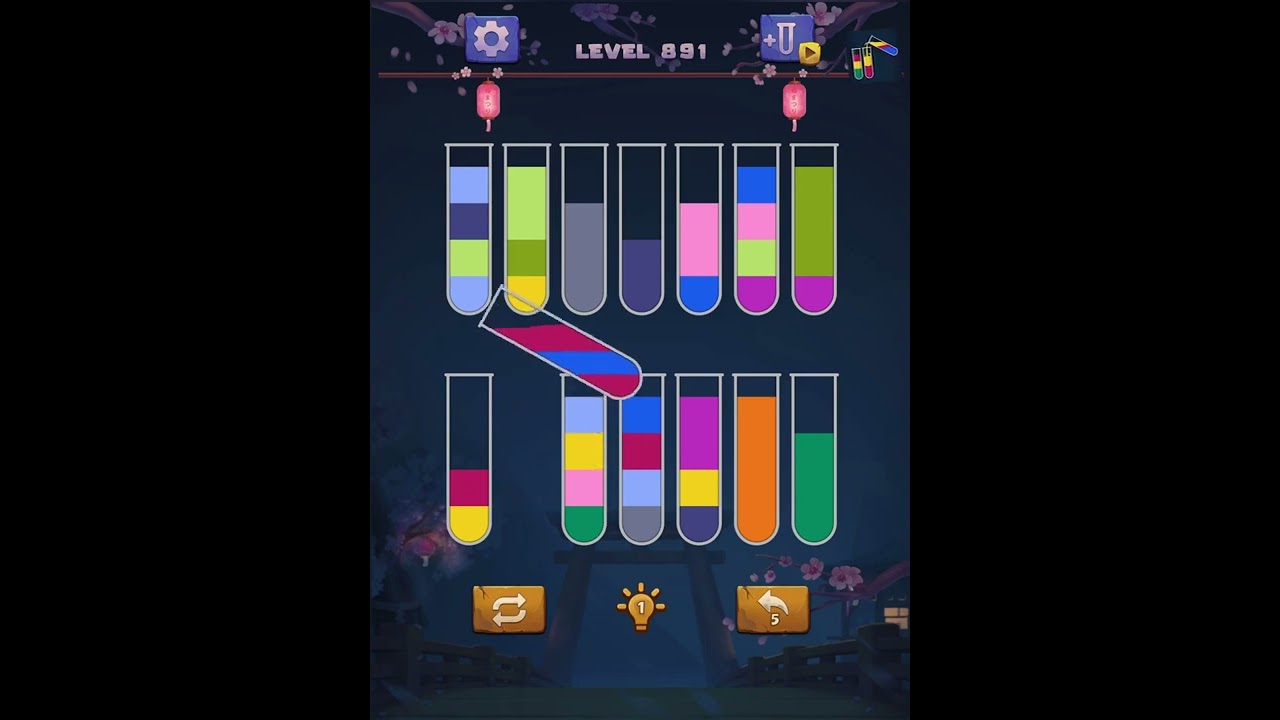Water color sort puzzle level 891 solution ios android , sort water color puzzle level 891 solution