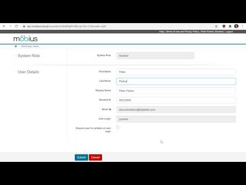 Manage my user profile | Möbius Video Guides by DigitalEd