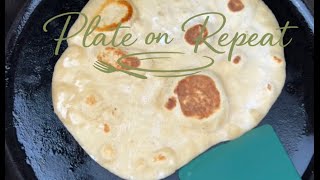 Soft Garlic Basil Naan Flatbread | Easy Homemade Skillet Bread