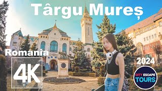 Targu Mures, Romania 🇷🇴 Walking tour | (4k UHD 60fps) SPRING☀️12°C Discover Transilvania 🏙