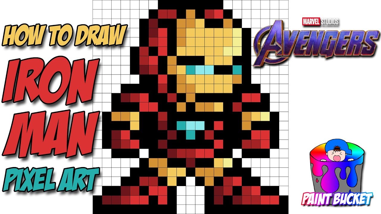 How To Draw Iron Man 16 Bit Pixel Art Marvel S Avengers Endgame Drawing Ironman Tony Stark Youtube - roblox pixel art 24x24 grid