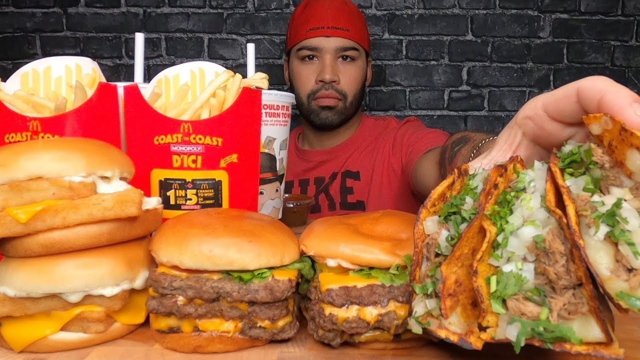 (ASMR) WENDY'S DAVE'S TRIPLE WITH CHEESE, MCDONALD'S DOUBLE FILET-O-FISH, BIRRIA TACOS  MUKBANG