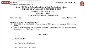 BSC BCA 1ST SEM FUNDAMENTALS OF COMPUTER AND IT JAN 2023 | PTU