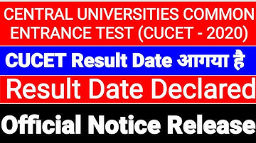 Cucet Result 2020 CUCET 2020 Result Date Declared ||Cucet Final Result Date Out ||2020 Cucet