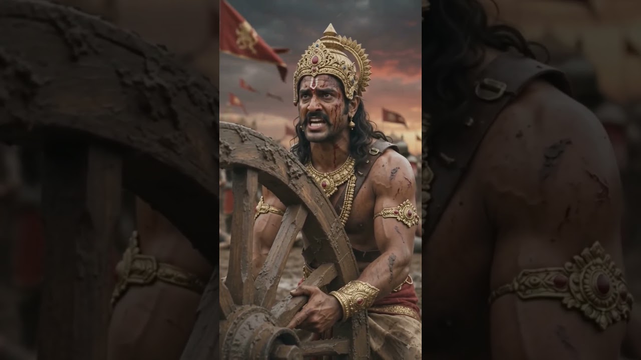 రథచక్రం భూమిలో కూరుకుపోయిందికానీ కర్ణుడి వీరత్వం కాదు కురుక్షేత్రంలో విధితనచివరి తీర్పు చెప్పినక్షణం
