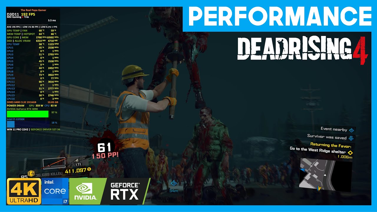 Dead Rising 4 4K Performance, Max Settings | RTX 4090 | i7-13700K