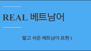 Real 베트남어 - Real 남부발음 (남부 베트남어) - Tiếng Việt miền Nam- 짧고 쉬운 표현 1